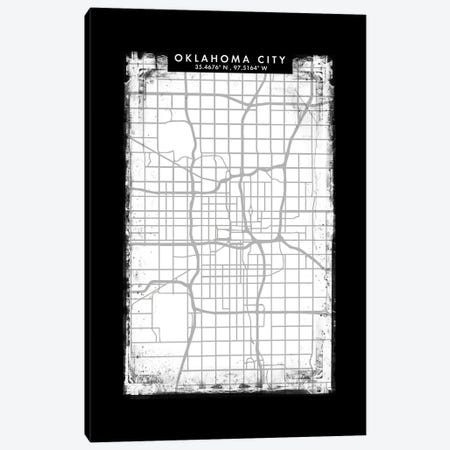 Oklahoma City Map Black White Grey Style Canvas Print #WDA2078} by WallDecorAddict Canvas Art Print