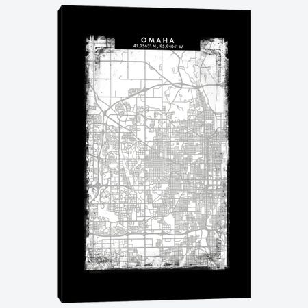 Omaha City Map Black White Grey Style Canvas Print #WDA2079} by WallDecorAddict Canvas Art Print