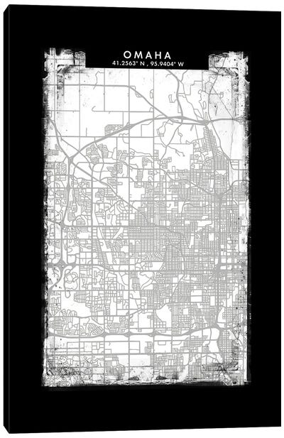 Omaha City Map Black White Grey Style Canvas Art Print - Omaha