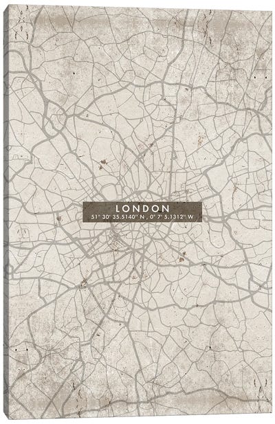 London City Map Abstract Canvas Art Print - London Maps