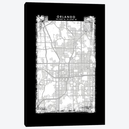 Orlando City Map Black White Grey Style Canvas Print #WDA2080} by WallDecorAddict Canvas Wall Art