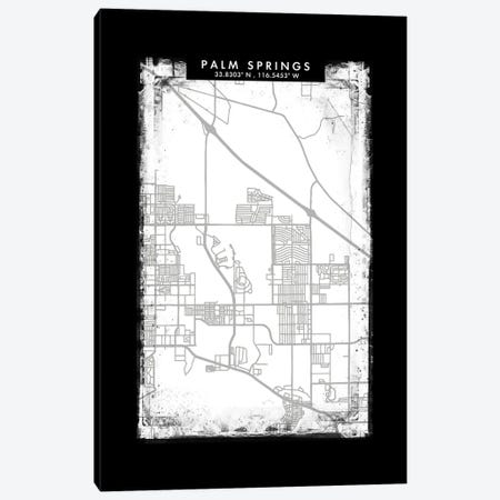 Palm Springs City Map Black White Grey Style Canvas Print #WDA2081} by WallDecorAddict Canvas Art