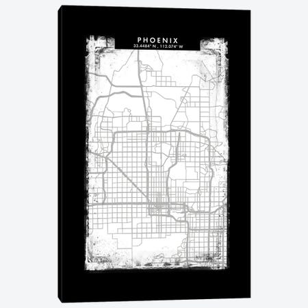 Phoenix City Map Black White Grey Style Canvas Print #WDA2083} by WallDecorAddict Canvas Art