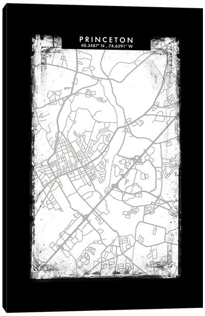 Princeton, New Jersey City Map Black White Grey Style Canvas Art Print
