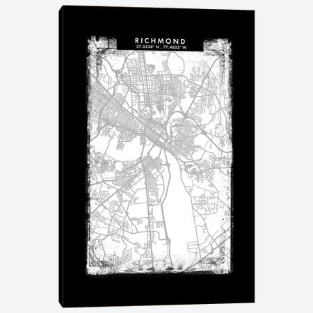 Richmond City Map Black White Grey Style Canvas Print #WDA2090} by WallDecorAddict Art Print