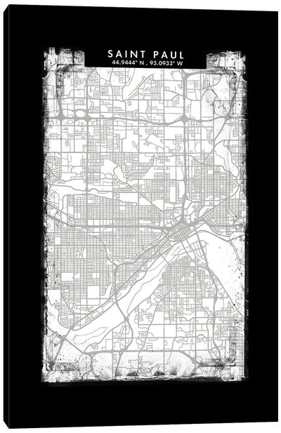 Saint Paul City Map Black White Grey Style Canvas Art Print - Minnesota Art