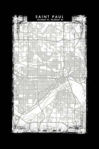 Minnesota: Saint Paul City Map Black White Grey Style by WallDecorAddict