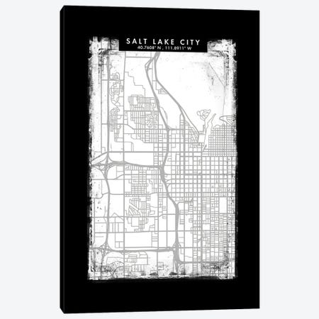 Salt Lake City Map Black White Grey Style Canvas Print #WDA2094} by WallDecorAddict Canvas Artwork
