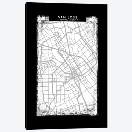 San Jose City Map Black White Grey Style Canvas Print #WDA2098} by WallDecorAddict Canvas Print