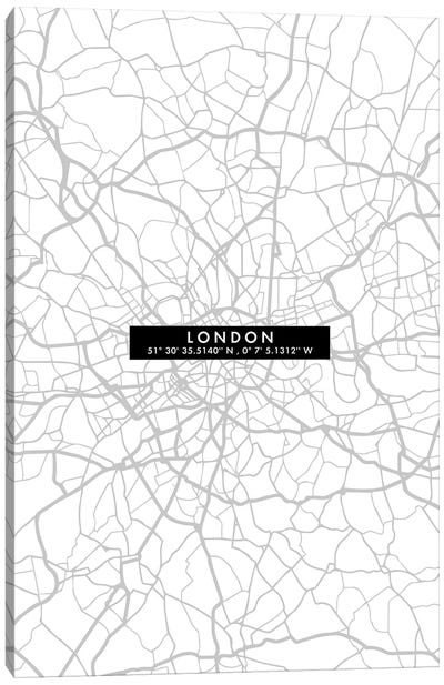 London City Map Minimal Canvas Art Print - London Maps