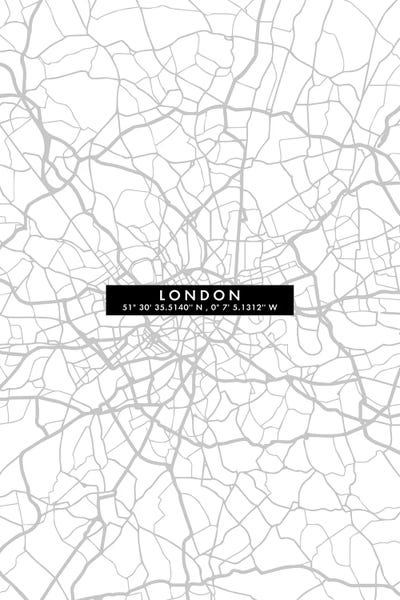 London Maps: London City Map Minimal by WallDecorAddict