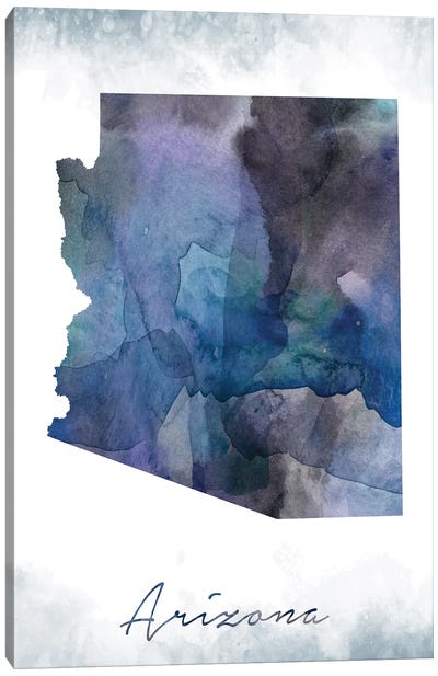 Arizona State Bluish Canvas Art Print - State Maps