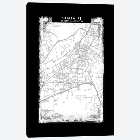 Santa Fe, Argentina City Map Black White Grey Style Canvas Print #WDA2100} by WallDecorAddict Art Print