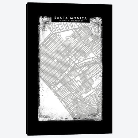 Santa Monica City Map Black White Grey Style Canvas Print #WDA2101} by WallDecorAddict Canvas Print