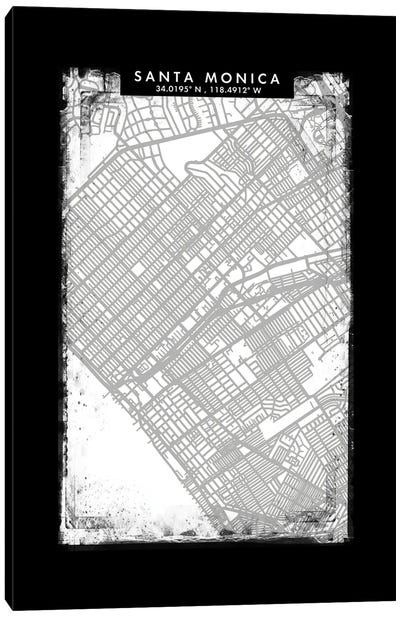 Santa Monica City Map Black White Grey Style Canvas Art Print - Santa Monica