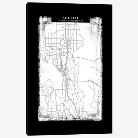 Seattle City Map Black White Grey Style Canvas Print #WDA2103} by WallDecorAddict Canvas Print