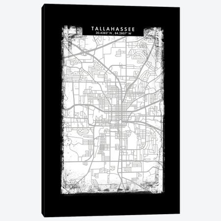 Tallahassee, Florida City Map Black White Grey Style Canvas Print #WDA2109} by WallDecorAddict Canvas Print