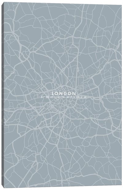 London City Map Simple Color Canvas Art Print - London Maps