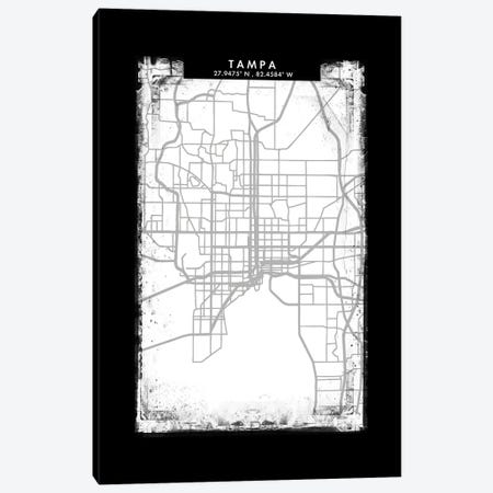 Tampa City Map Black White Grey Style Canvas Print #WDA2110} by WallDecorAddict Canvas Art