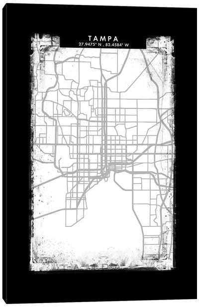Tampa City Map Black White Grey Style Canvas Art Print - Tampa Art