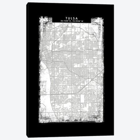 Tulsa City Map Black White Grey Style Canvas Print #WDA2112} by WallDecorAddict Canvas Art