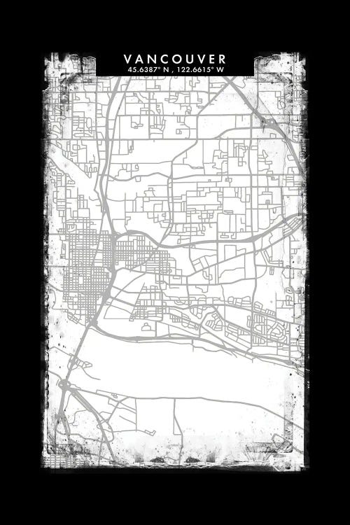 Vancouver City Map Black White Grey Style