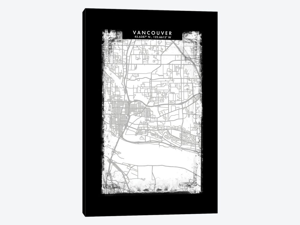 Vancouver City Map Black White Grey Style 1-piece Canvas Art Print
