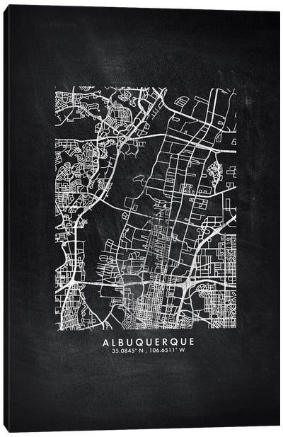 Albuquerque City Map Chalkboard Style Canvas Art Print - New Mexico Art