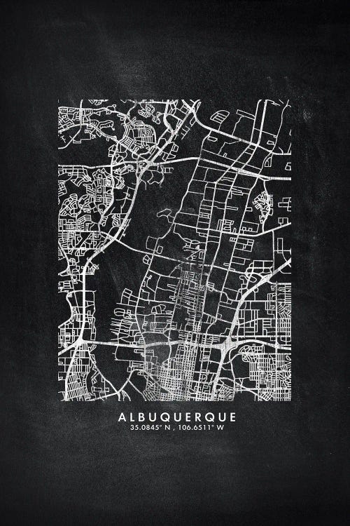 Albuquerque City Map Chalkboard Style