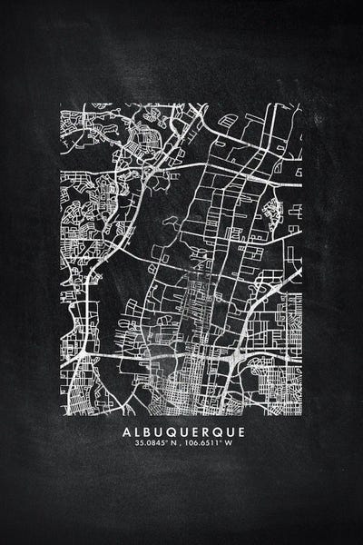 Albuquerque City Map Chalkboard Style