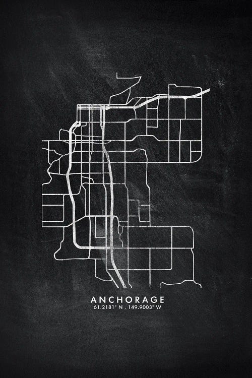 Anchorage City Map Chalkboard Style