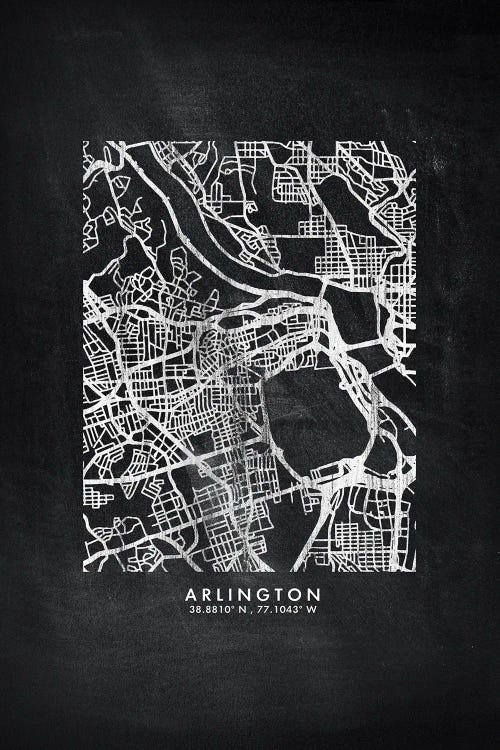 Arlington City Map Chalkboard Style