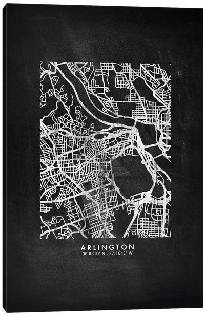 Arlington City Map Chalkboard Style Canvas Art Print - Virginia Art