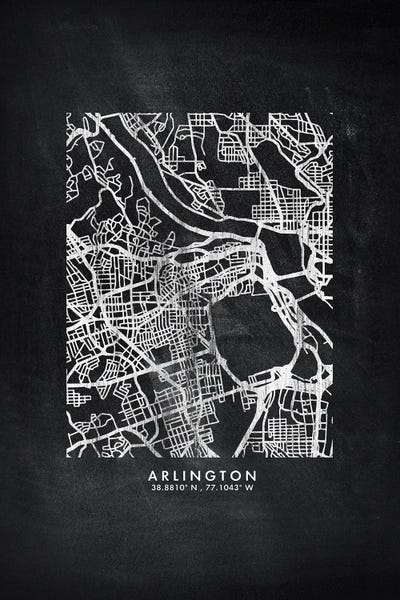 Arlington, Virginia: Arlington City Map Chalkboard Style by WallDecorAddict