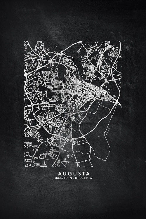 Augusta City Map Chalkboard Style by WallDecorAddict wall art
