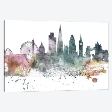 London Pastel Skylines Canvas Print #WDA211} by WallDecorAddict Canvas Wall Art
