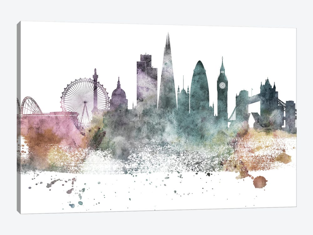 London Pastel Skylines by WallDecorAddict 1-piece Canvas Wall Art