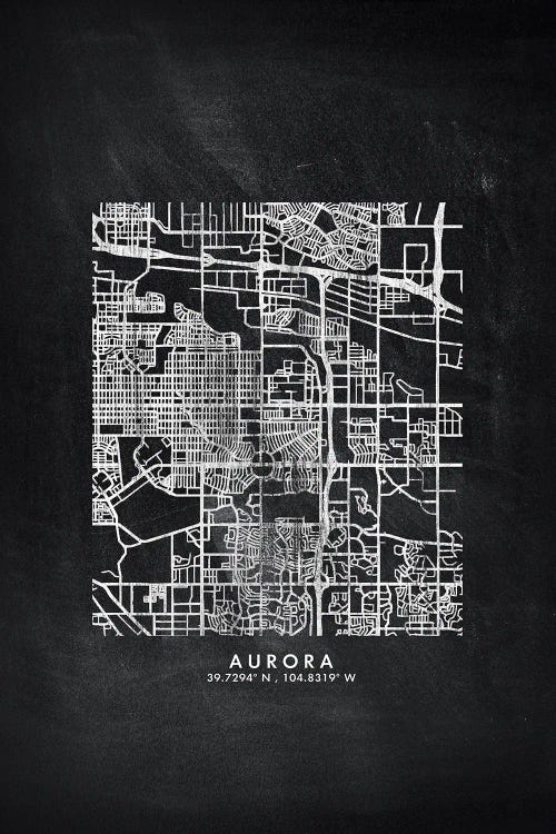 Aurora City Map Chalkboard Style