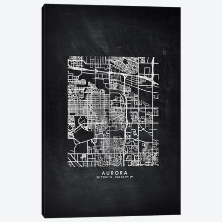 Aurora City Map Chalkboard Style Canvas Print #WDA2120} by WallDecorAddict Canvas Print