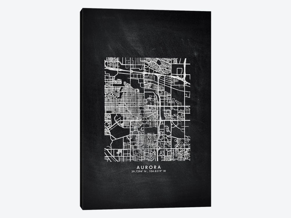 Aurora City Map Chalkboard Style by WallDecorAddict 1-piece Art Print