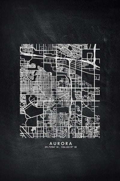 Colorado: Aurora City Map Chalkboard Style by WallDecorAddict