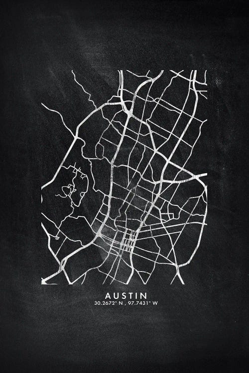 Austin City Map Chalkboard Style