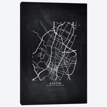 Austin City Map Chalkboard Style Canvas Print #WDA2121} by WallDecorAddict Canvas Print