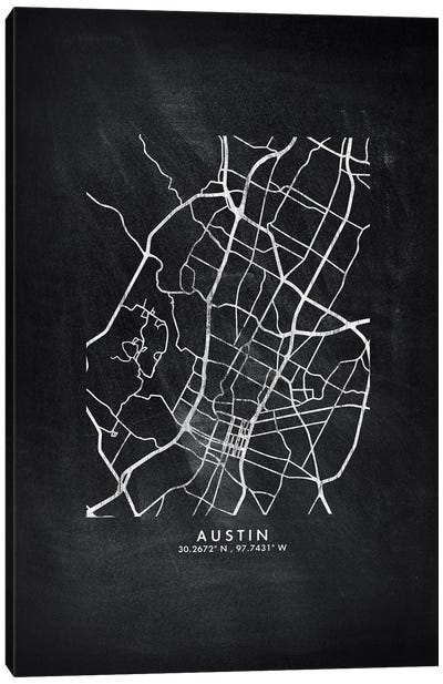 Austin City Map Chalkboard Style Canvas Art Print - Austin Art
