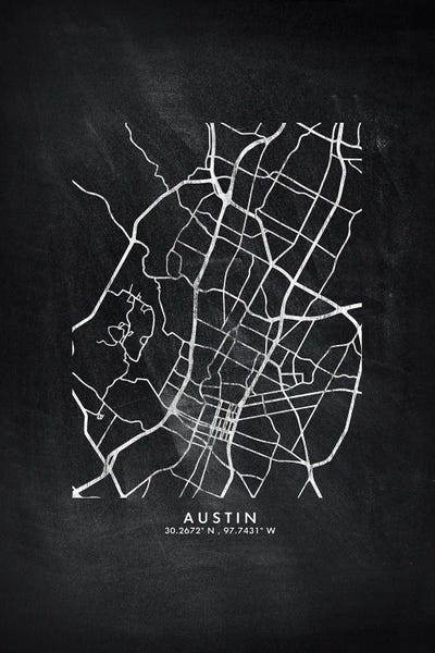 Austin City Map Chalkboard Style