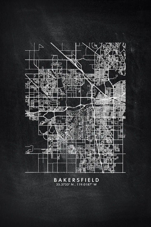 Bakersfield City Map Chalkboard Style