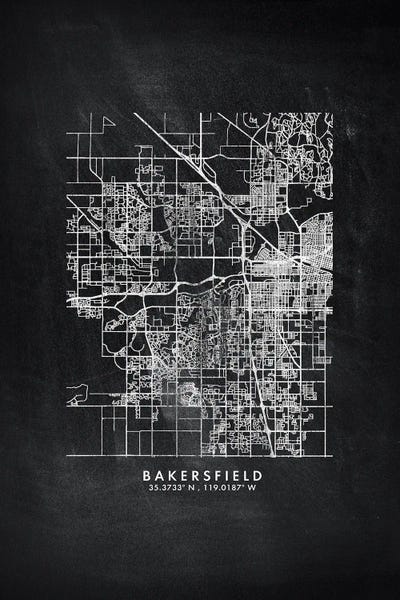 United States of America: Bakersfield City Map Chalkboard Style by WallDecorAddict