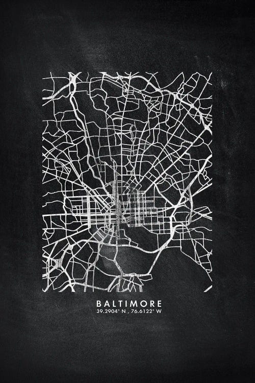 Baltimore City Map Chalkboard Style