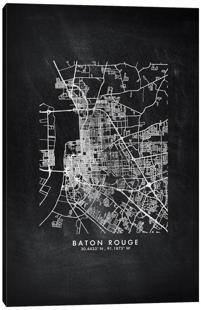 Baton Rouge City Map Chalkboard Style Canvas Art Print - Louisiana Art
