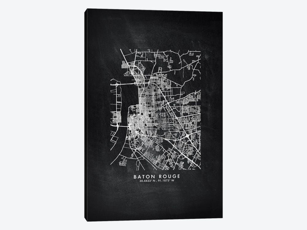 Baton Rouge City Map Chalkboard Style by WallDecorAddict 1-piece Art Print